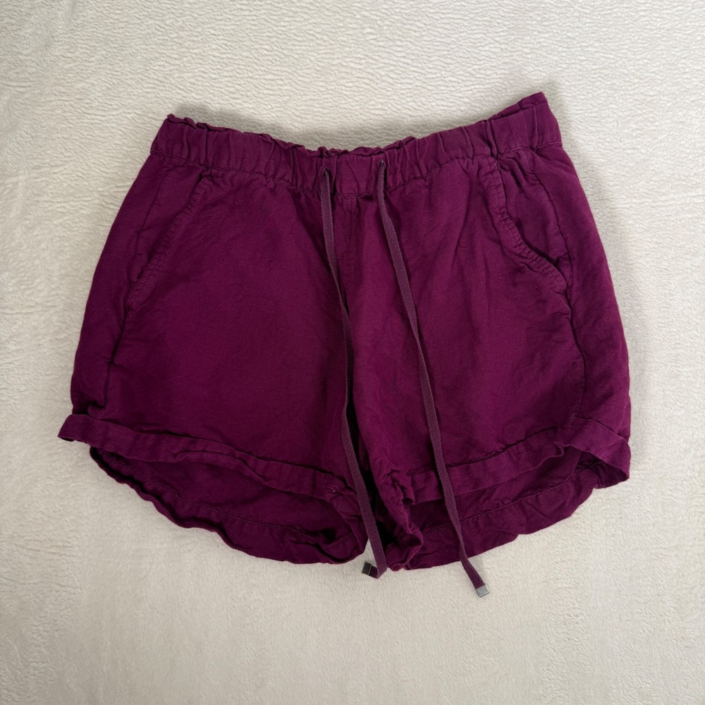 LOFT Womens Purple Linen Blend Drawstring Shorts Size S Casual Summer Plum